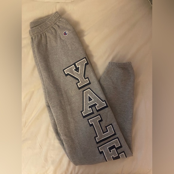 Yale Heather Grey Champion Powerblend Sweatpant banded - Picture 2 of 5